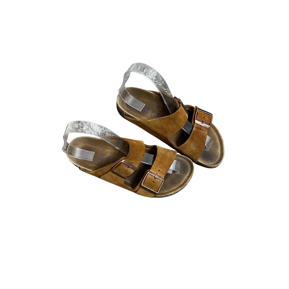 Birkenstock Womens Arizona Slide Sandals Suede Brown Two Strap Size 37 Narrow